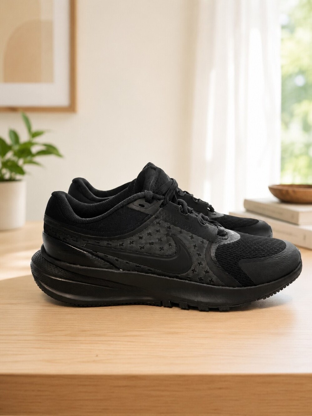 Nike Black Mesh and Synthetic Running Shoes